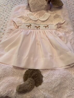 Carriage Boutique Light Pink Smocked Pony Dress